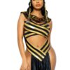 Leg Avenue Nile Queen Catsuit Dress with Jewel Collar Head Piece (3 Piece) - Small - Black/Gold