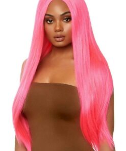 Leg Avenue Long Straight 33 Center Part Wig - O/S - Neon Pink