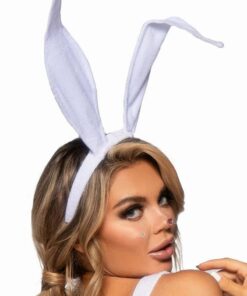 Leg Avenue Bendable Velvet Bunny Ears - O/S - White
