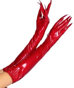 Leg Avenue Vinyl Claw Gloves - Small - Red