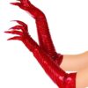 Leg Avenue Vinyl Claw Gloves - Medium - Red
