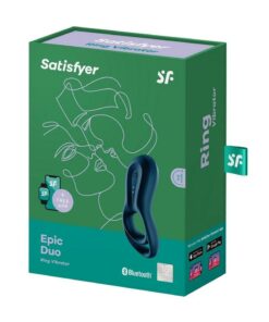 Satisfyer Epic Duo Silicone Vibrating Cock and Ball Ring - Blue