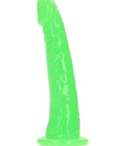 RealRock Slim Glow in the Dark Dildo with Suction Cup 6in - Green