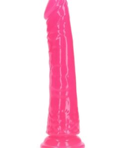RealRock Slim Glow in the Dark Dildo with Suction Cup 6in - Pink