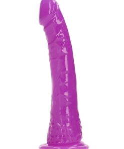 RealRock Slim Glow in the Dark Dildo with Suction Cup 6in - Purple