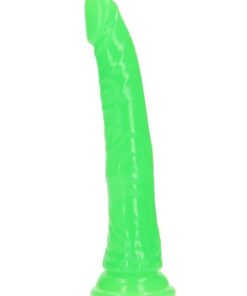 RealRock Slim Glow in the Dark Dildo with Suction Cup 9in - Green