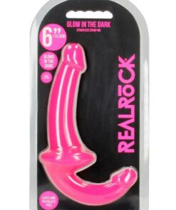 RealRock Strapless Strap-On Glow in the Dark Dildo 6in - Pink