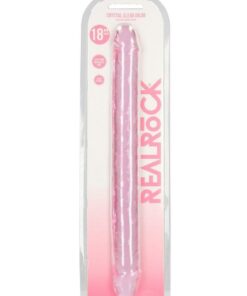 RealRock Crystal Clear Double Dong 18in - Pink