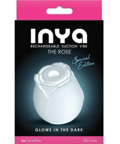 Inya The Rose Silicone Rechargeable Glow in the Dark Clitoral Stimulator - White