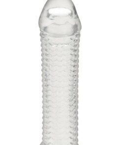 Blue Line Clear Textured Penis Enhancing Sleeve Extension 6.5in - Clear