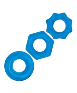 Blue Line Nuts and Bolts Stretch Cock Ring (3 Pack) - Blue