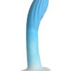 Simply Sweet Rippled Silicone Dildo - Blue/White
