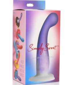 Simply Sweet Slim G-Spot Silicone Dildo - Purple/White