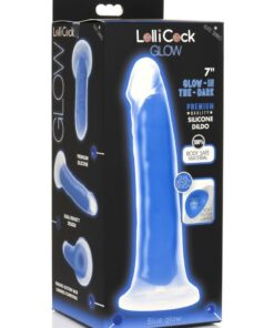 Lollicock Glow in the Dark Silicone Dildo 7in - Blue