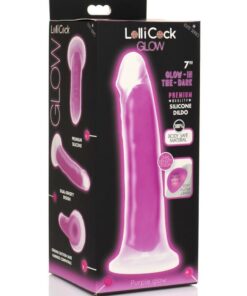 Lollicock Glow in the Dark Silicone Dildo 7in - Purple