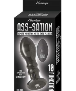 Ass-Sation Remote Control Rechargeable Vibrating Metal Anal Pleaser - Black