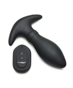 Thunder Plugs Rim Slide 7x Sliding Ring Silicone Rechargeable Butt Plug with Remote Control - Black