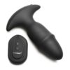 Thunder Plug Butt Slider 7x Sliding Ring Silicone Rechargeable Missle Plug with Remote Control - Black