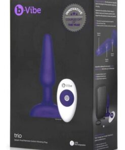 B-Vibe Trio Plug Rechargeable Silicone Anal Plug with Remote Control - Purple