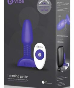B-Vibe Rimming Petite Rechargeable Silicone Anal Plug with Remote Control - Purple