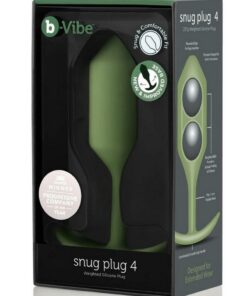B-Vibe Snug Plug 4 Silicone Weighted Anal Plug - Army Green
