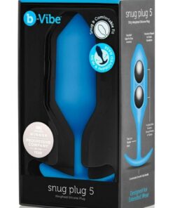 B-Vibe Snug Plug 5 Silicone Weighted Anal Plug - Blue