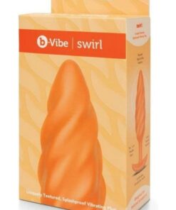 B-Vibe Swirl Textured Rechargeable Silicone Anal Plug - Orange