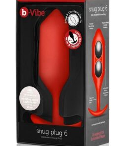 B-Vibe Snug Plug 6 Silicone Weighted Anal Plug - Red