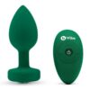 B-Vibe Vibrating Jewel Plug Rechargeable Silicone Anal Plug with Remote - Medium/Large - Emerald Green