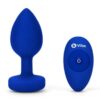 B-Vibe Vibrating Jewel Plug Rechargeable Silicone Anal Plug with Remote - Large/XLarge - Navy Blue