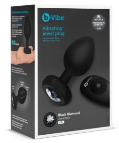 B-Vibe Vibrating Jewel Plug Rechargeable Silicone Anal Plug with Remote - XXLarge - Black