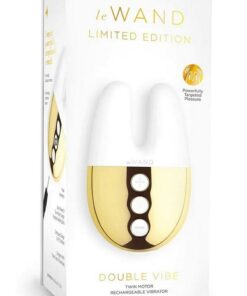 Le Wand Double Vibe Rechargeable Silicone Rabbit Vibrator - White/Gold