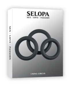Selopas 3 Ring Circus Silicone Cock Ring - Black