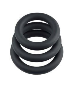 Selopas 3 Ring Circus Silicone Cock Ring - Black