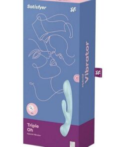 Satisfyer Triple Oh Rechargeable Silicone Dual Stimulating Vibrator - Light Blue