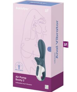 Satisfyer Air Pump Booty 2 Rechargeable Silicone Anal Vibrator - Gray