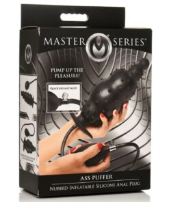 Master Series Ass Puffer Nubbed Inflatable Silicone Anal Plug - Black