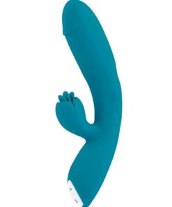 Fierce Flicker Rechargeable Silicone Dual Vibrator - Blue