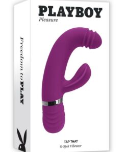 Playboy Tap That Rechargeable Silicone Vibrator with Clitoral Stimulator - Purple