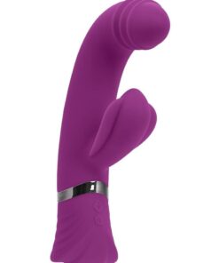Playboy Tap That Rechargeable Silicone Vibrator with Clitoral Stimulator - Purple