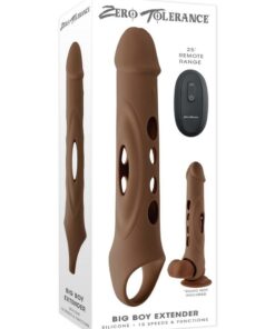 Zero Tolerance Big Boy Extender Rechargeable Silicone Penis Extension with Remote - Chocolate