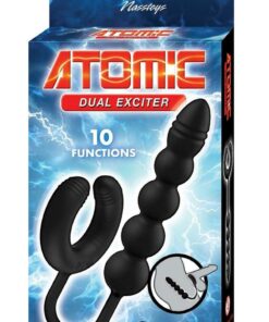 Atomic Dual Exciter Silicone Rechargeable Anal Stimulator - Black