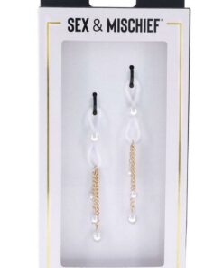 Sex and Mischief Pearl Nipple Ties - White/Gold