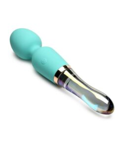 Prisms Vibra-Glass 10X Dual End Rechargeable Silicone Glass Wand - Turquoise