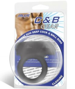 Blueline Silicone Duo Snap Cock and Ball Ring - Black