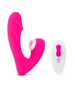 Together Toys Internal Kisses Silicone Rechargeable Dual Stimulation Vibrator with Remote Control - Pink