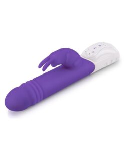 Rabbit Essentials Silicone Rechargeable G-Spot Thrusting Rabbit Vibrator - Purple