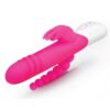 Rabbit Essential Silicone Rechargeable Double Penetration Rabbit Vibrator - Hot Pink