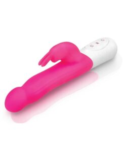 Rabbit Essentials Silicone Rechargeable Slim Shaft Rabbit Vibrator - Hot Pink