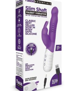 Rabbit Essentials Silicone Rechargeable Slim Shaft Rabbit Vibrator - Purple